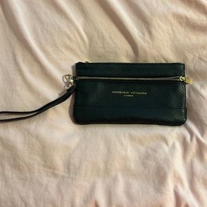 Black double zip wristlet with strap